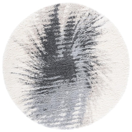 Safavieh 8 x 8 ft. Fontana Shag Contemporary Round Power Loomed Rug; Grey & Ivory FNT894F-8R